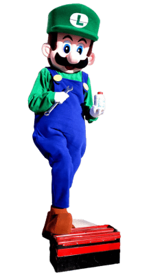 Location costume et d&eacute;guisement mascotte Luigi en Normandie - Animations Happy Times