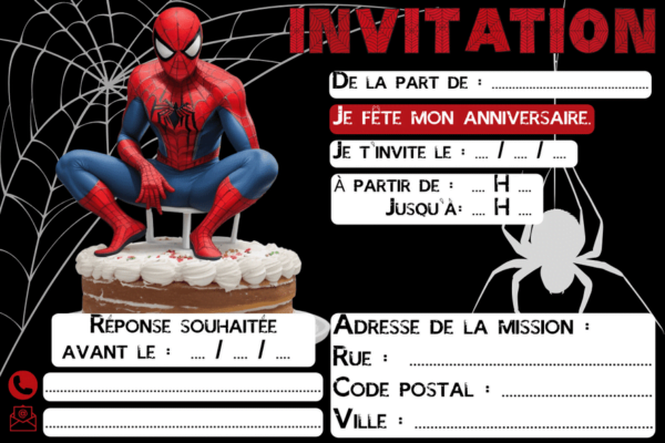 > Carte invitation Anniversaire 𝐆𝐑𝐀𝐓𝐔𝐈𝐓𝐄 à imprimer