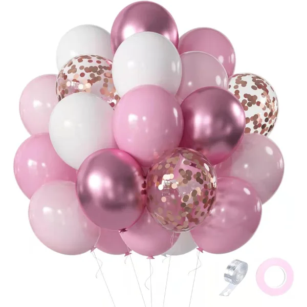 Set de 60 ballons roses pour décoration anniversaire
