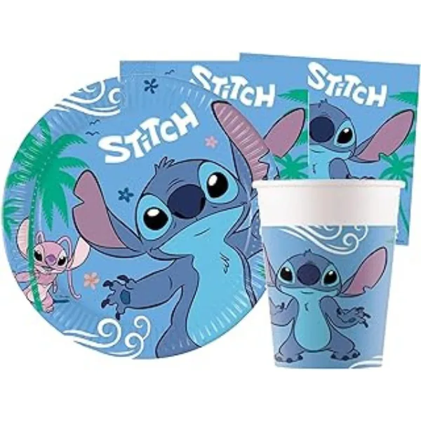 Kit assiettes décoration Stitch pour anniversaire enfant