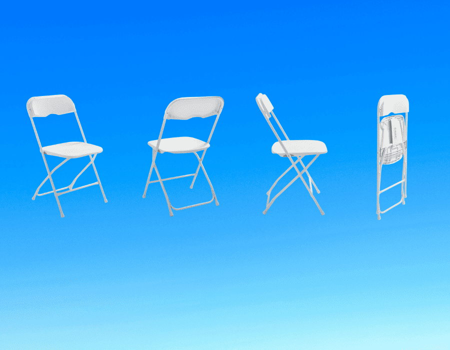 Location chaises pliantes blanches en Normandie