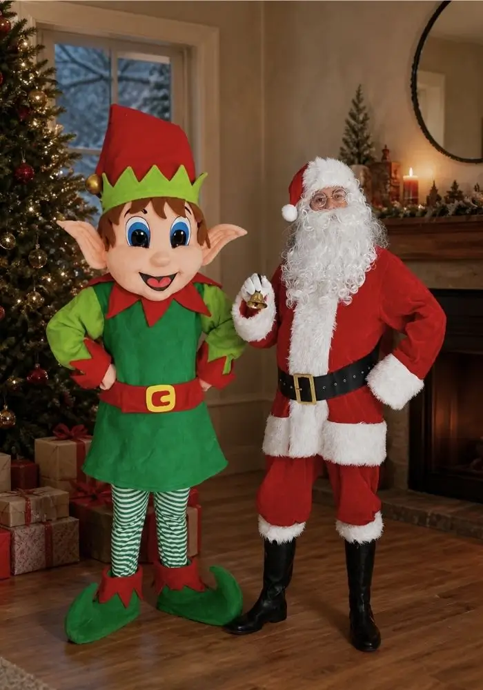 Duo Père Noël et Lutin pour animation de Noël à domicile et en entreprise en Normandie - Animations Happy Times