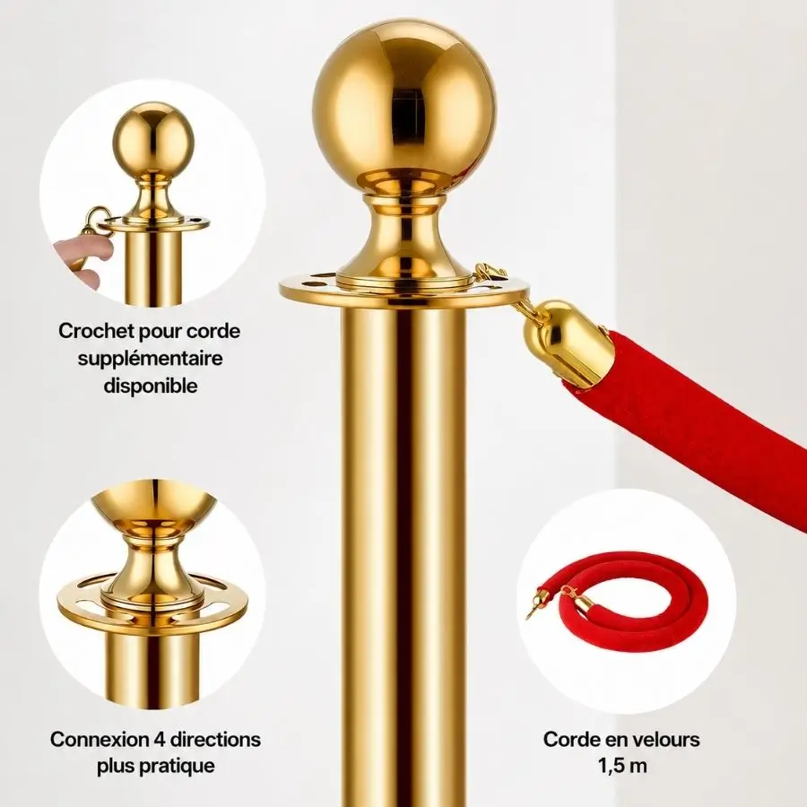 Poteaux de guidage dorés - accessoires