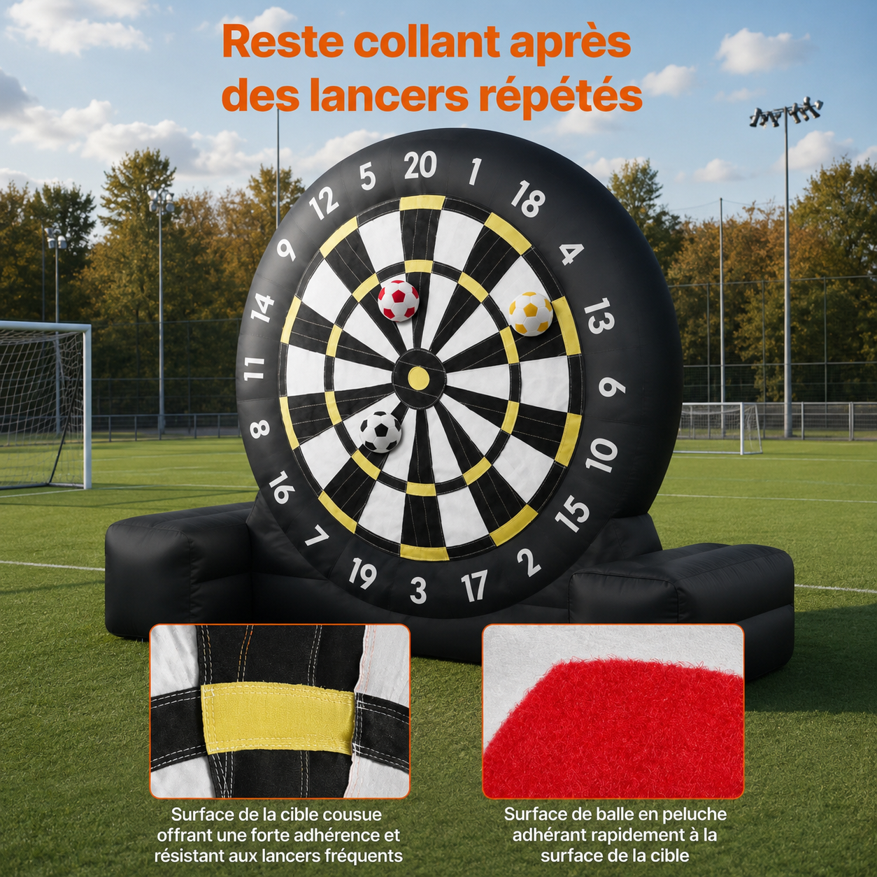 Cible de football gonflable géante en location en Normandie