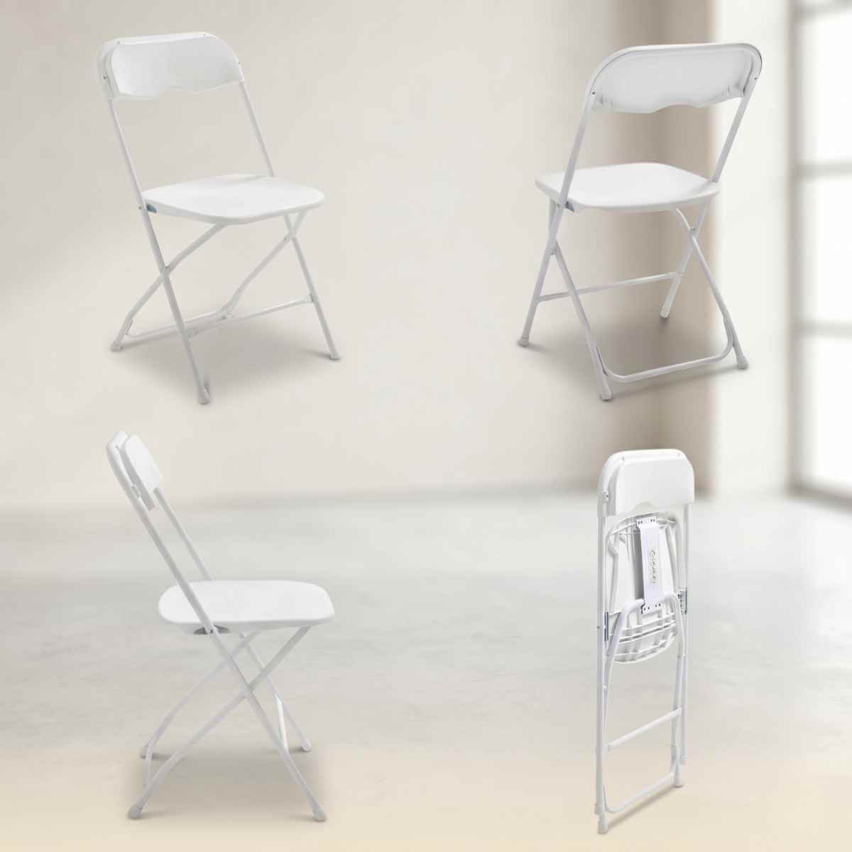 Location chaises pliantes blanches pour événement en Normandie - Animations Happy Times