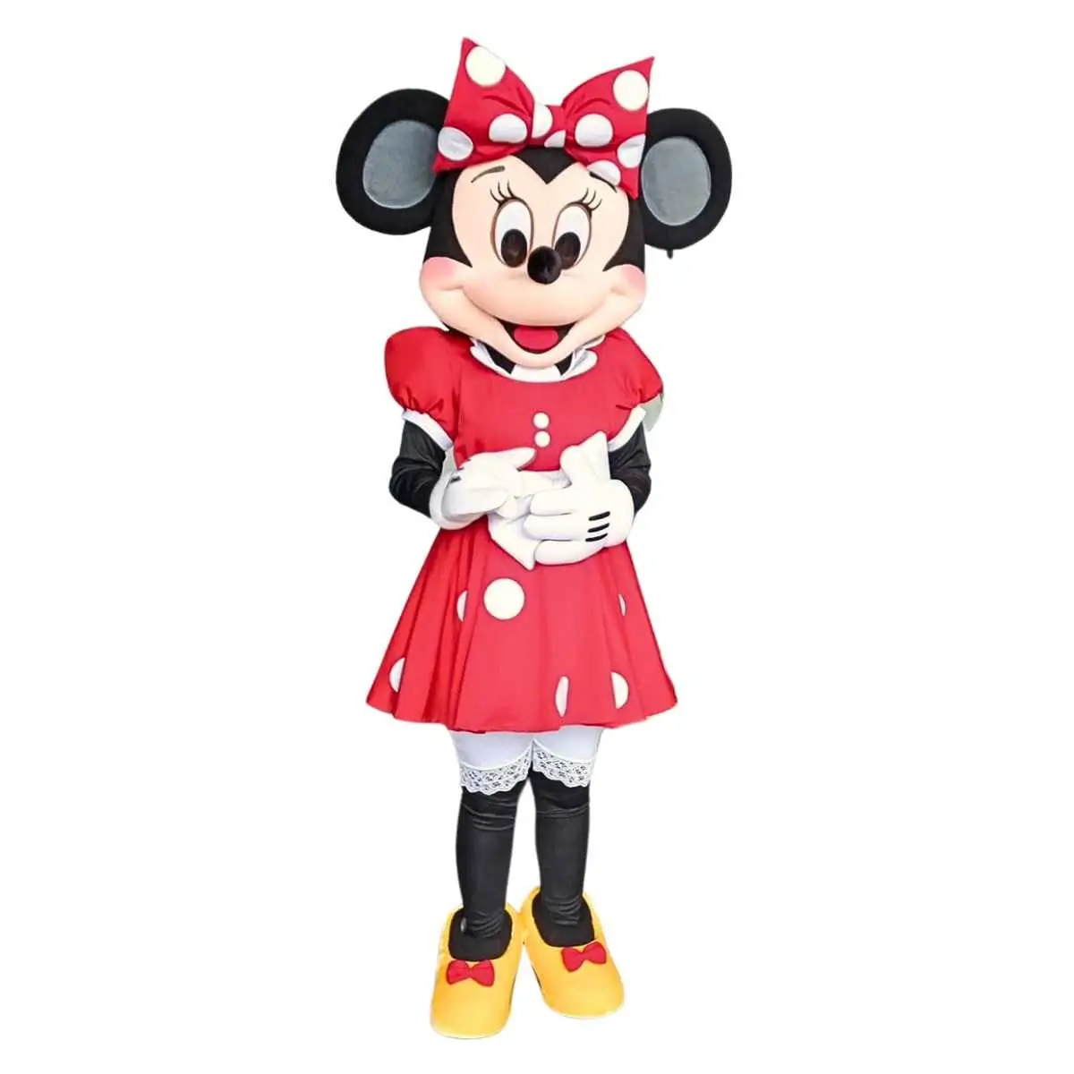 Mascotte Minnie en Normandie, costume rouge a pois blancs, animation anniversaire enfant