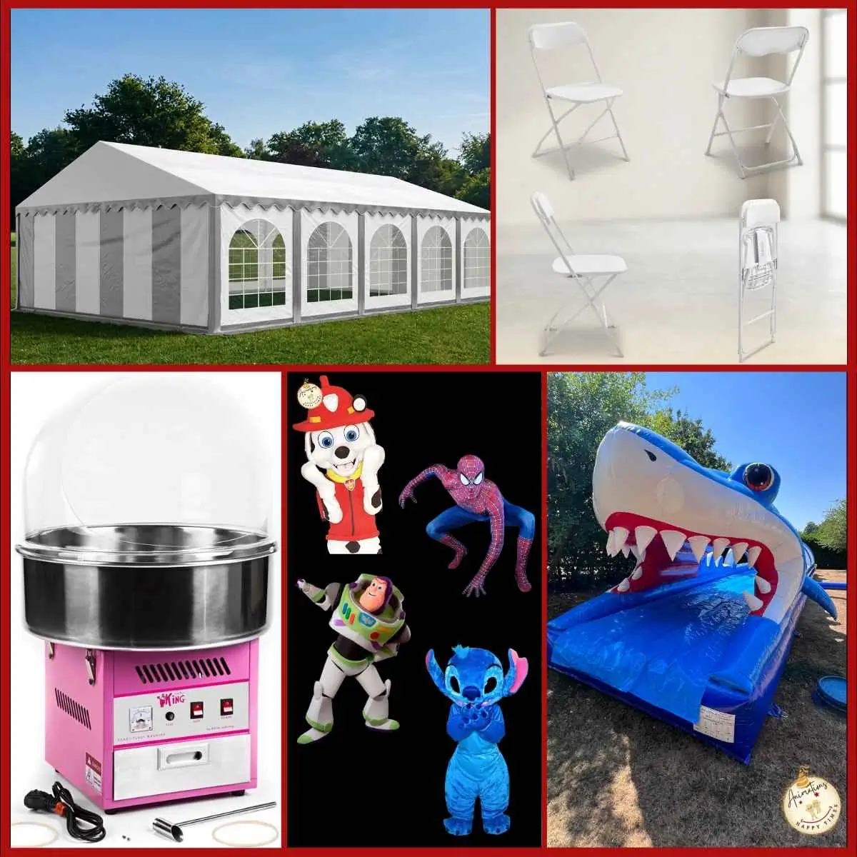 Animations et location de matériel pour événements d’entreprise en Normandie : barnum, chaises, mascottes, machine à barbe à papa et structure gonflable.
